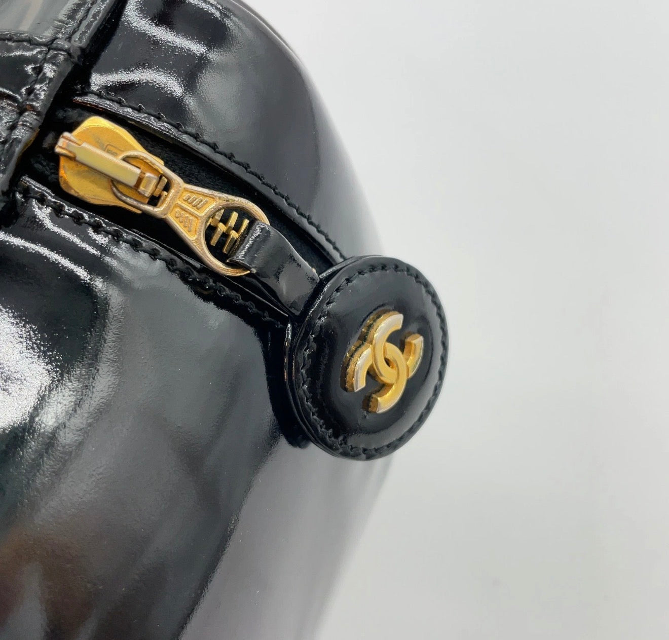 Chanel Black Patent Leather XL CC Vanity Case