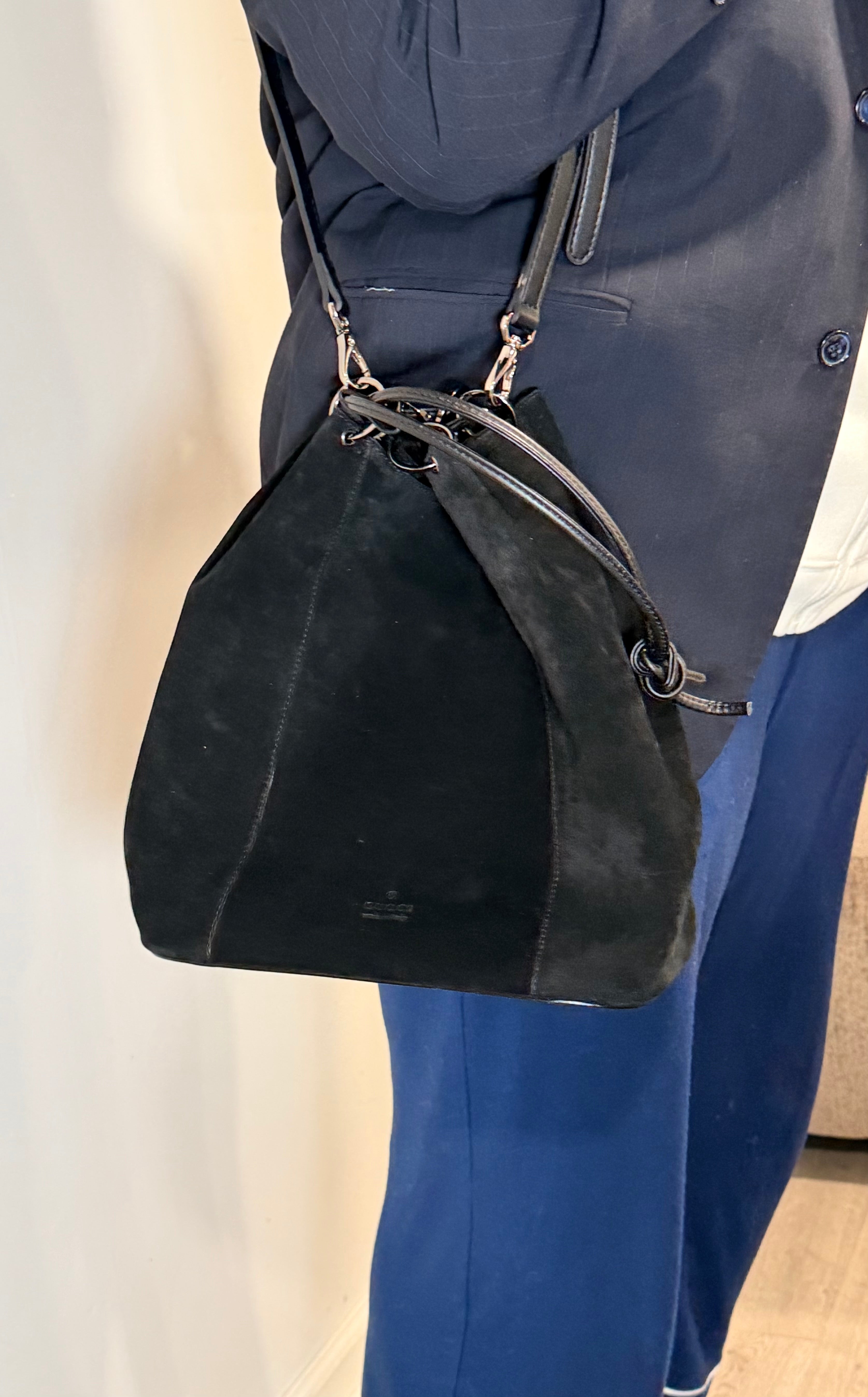 Vintage Gucci Suede Drawstring Bucket Bag