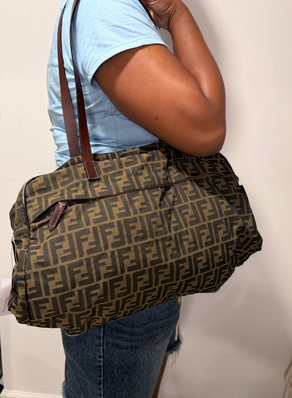 Fendi Zucca Nylon Shoulder / Duffle Bag