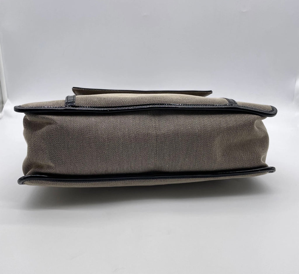 Gucci Canvas & Black Patent Leather Tote Bag
