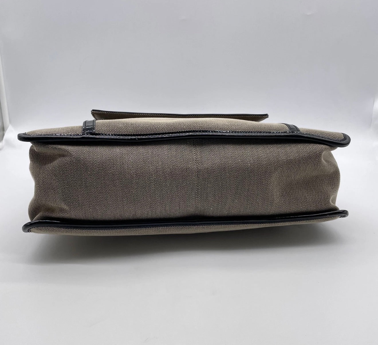 Gucci Canvas & Black Patent Leather Tote Bag