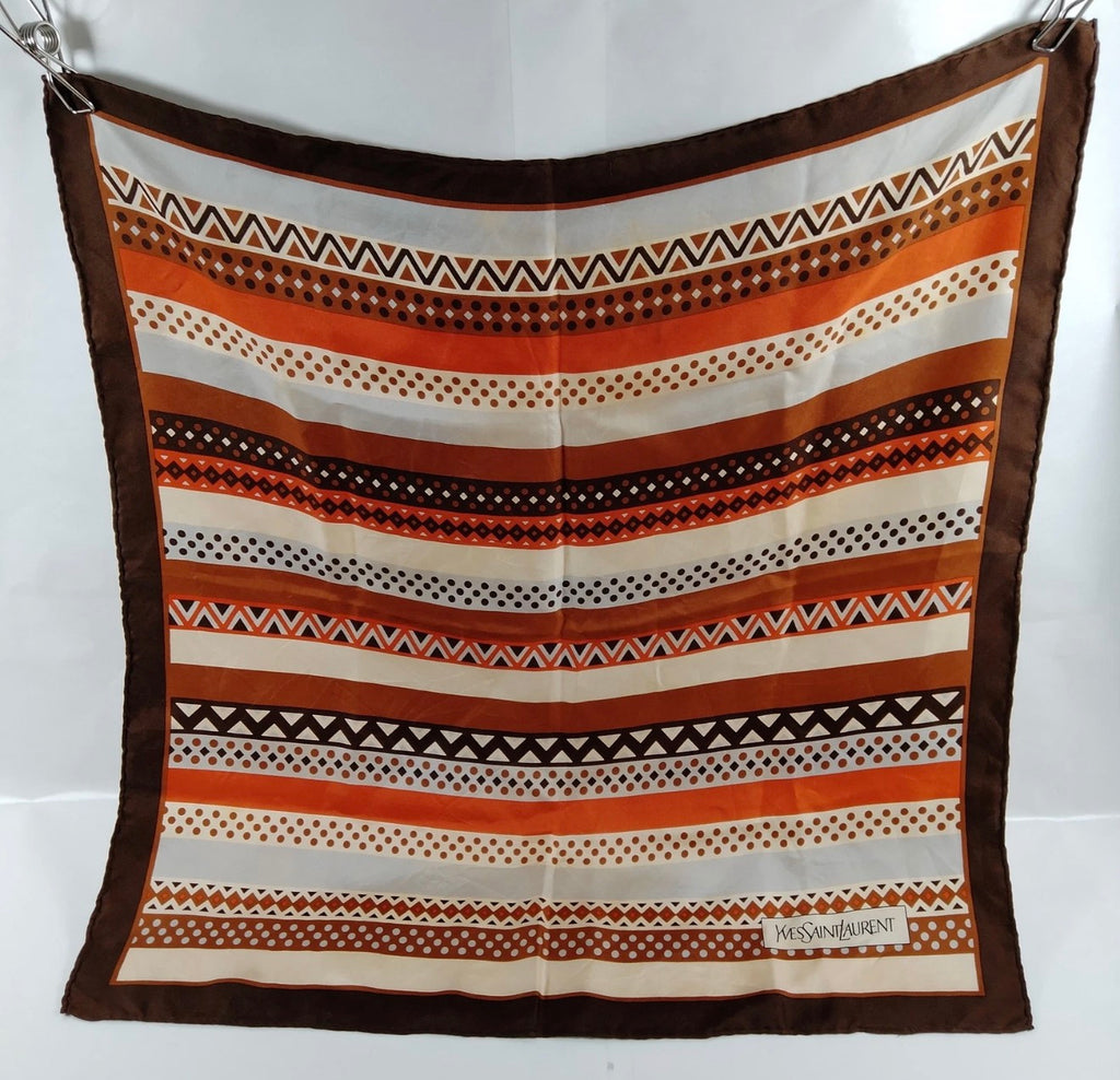 Yves Saint Laurent Silk Scarf – Geometric Stripe Print