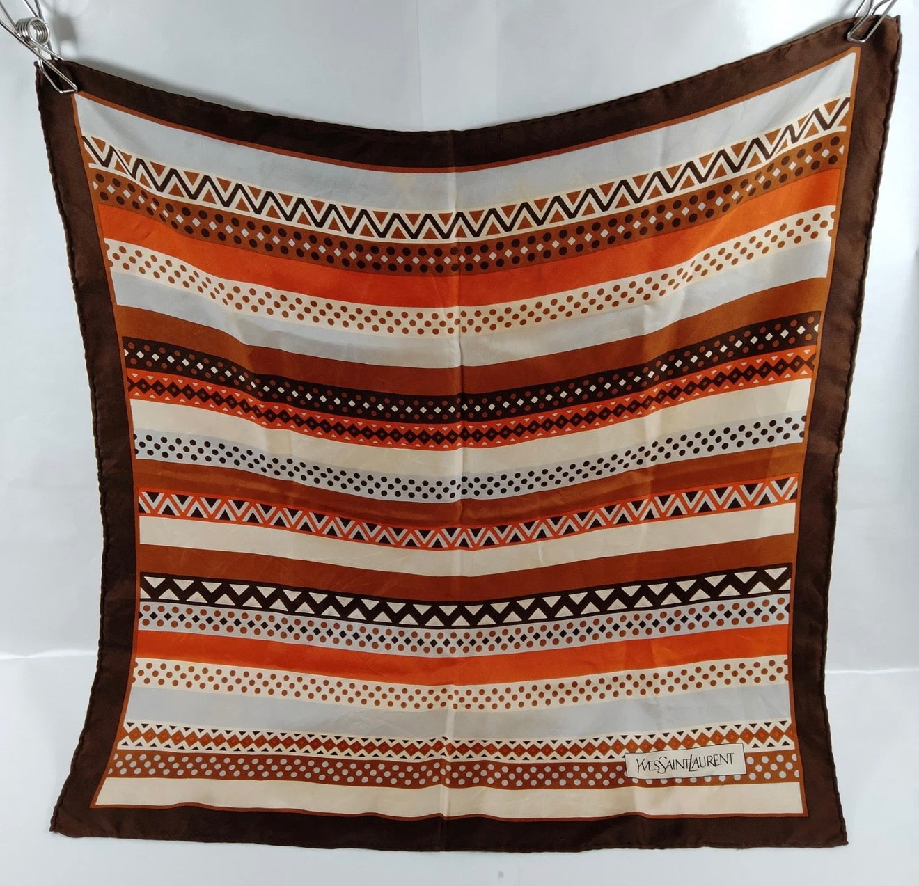 Yves Saint Laurent Silk Scarf – Geometric Stripe Print