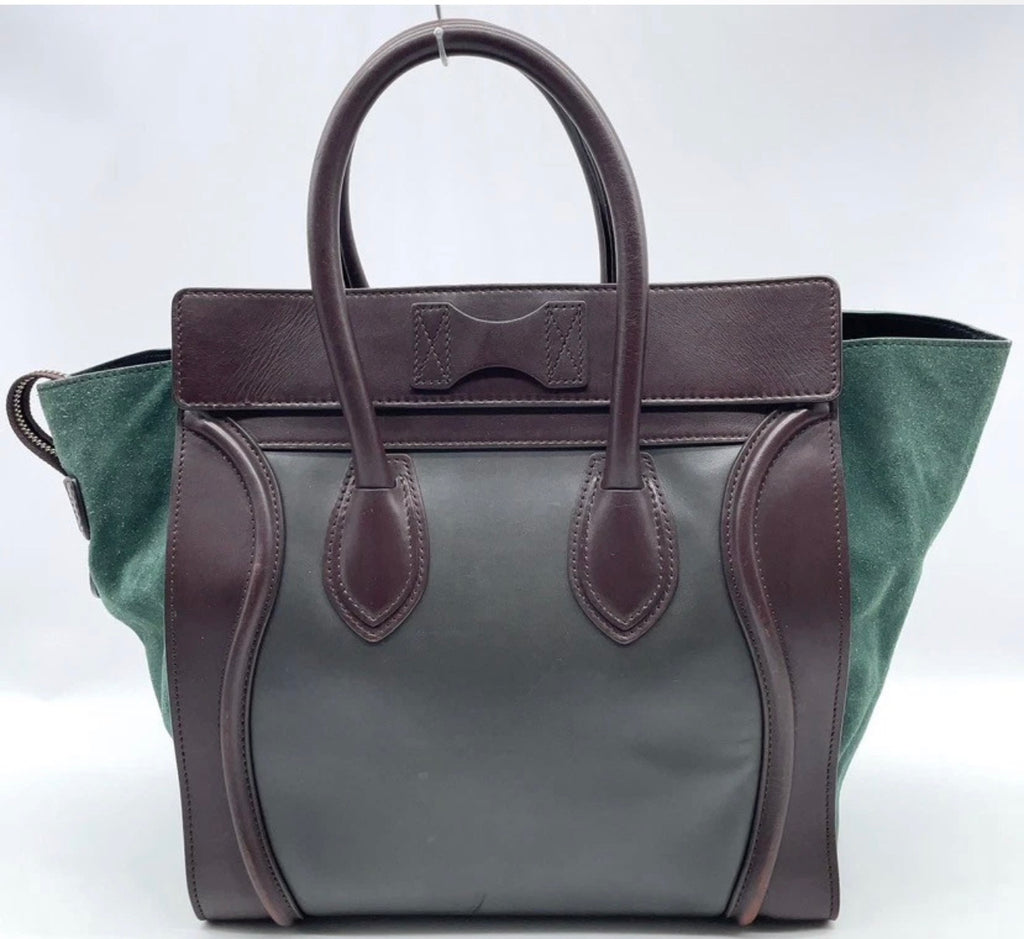 Celine Luggage Tote – Green Suede & Leather