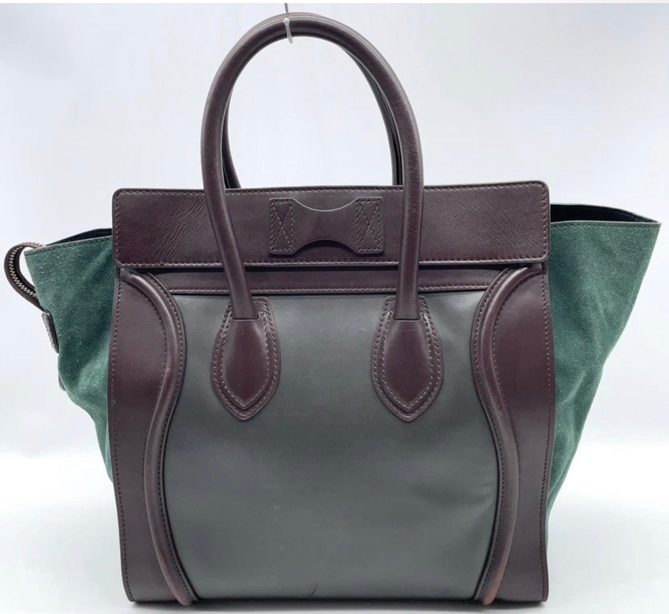 Celine Luggage Tote – Green Suede & Leather