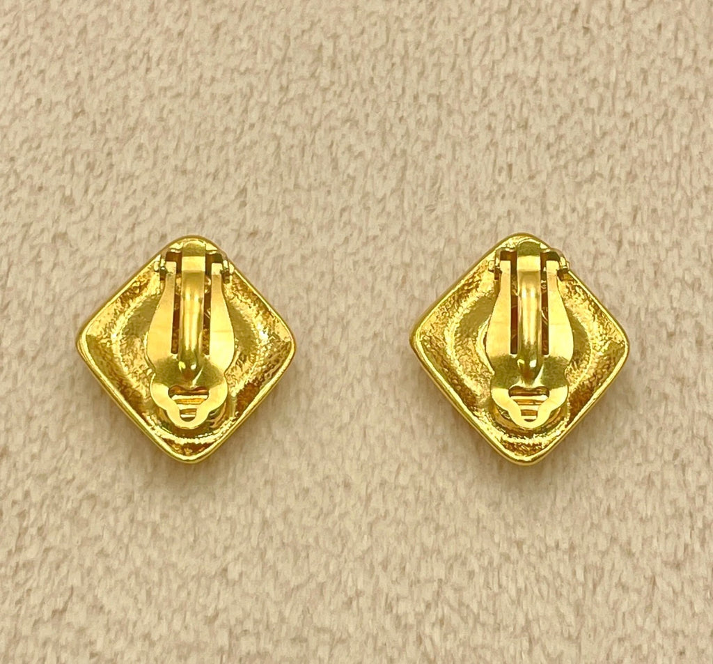 Chanel Diamond Shape CC Clip-On Earrings