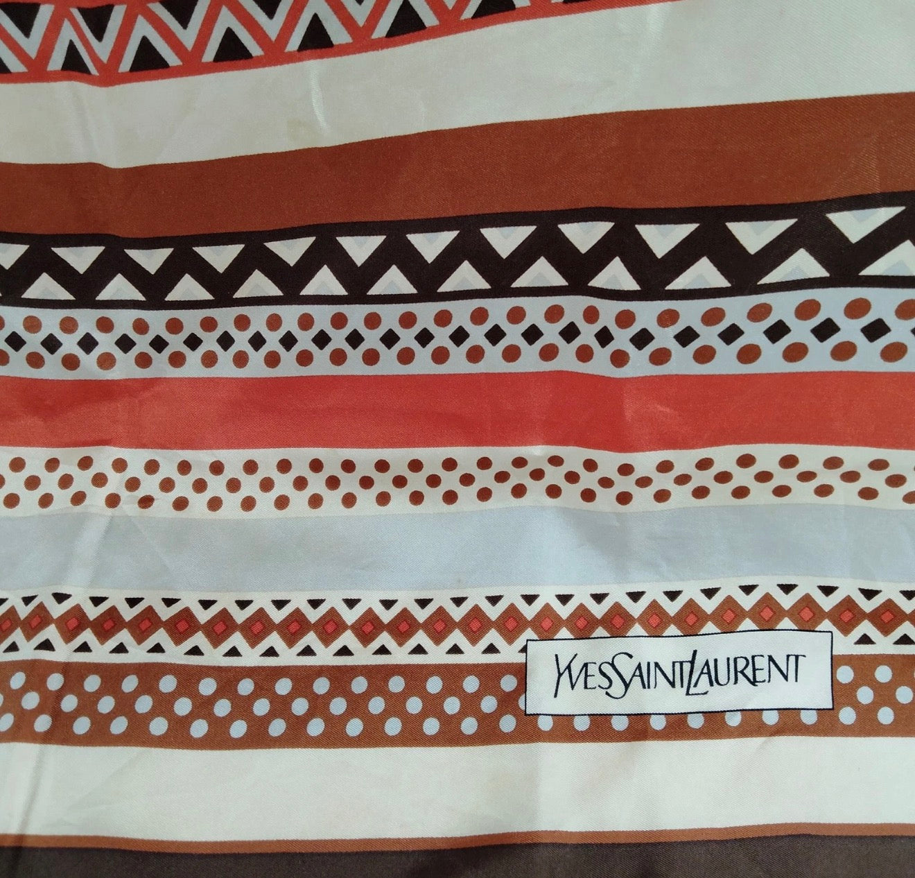 Yves Saint Laurent Silk Scarf – Geometric Stripe Print