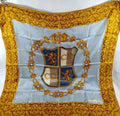 Christian Dior Heraldic Crest Silk Scarf | Blue, Gold & Ivory
