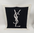 YSL Logo Silk Scarf – Black & Ivory