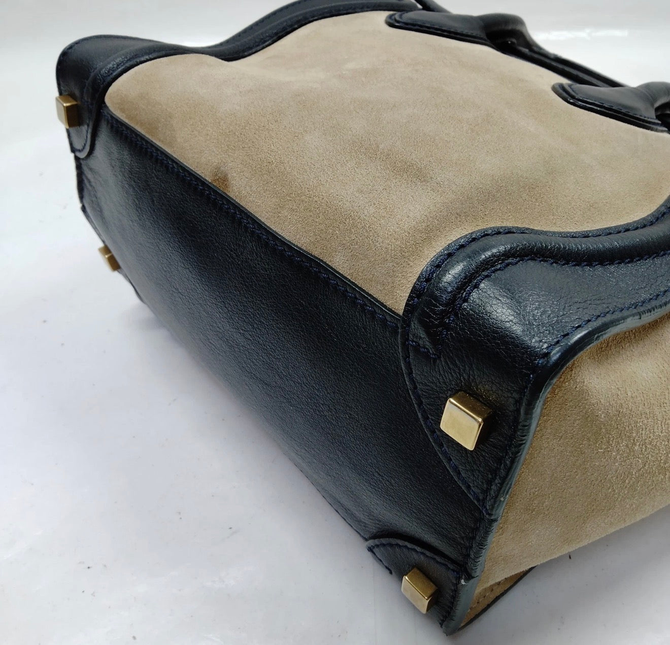 CELINE Micro Luggage Tote — Suede & Smooth Leather