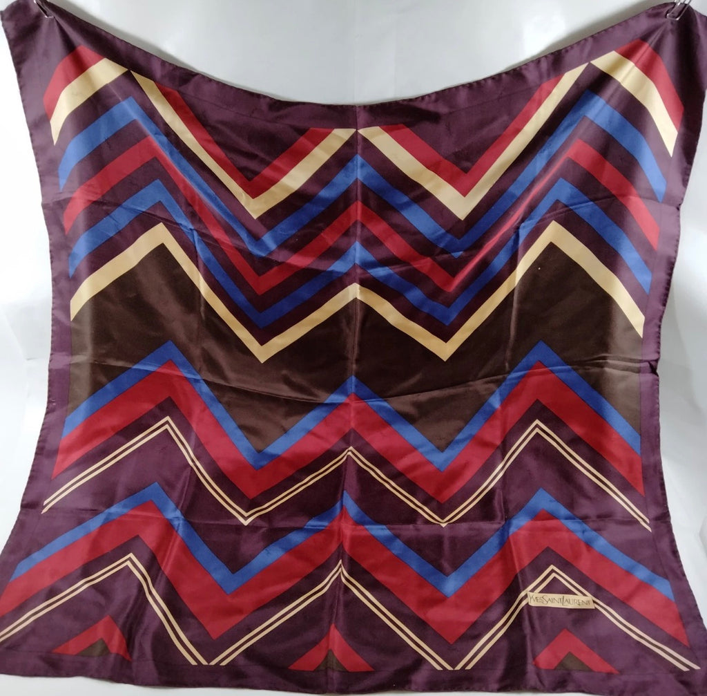 Yves Saint Laurent Silk Scarf – Chevron Print
