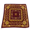 Chanel Chain & Medallion Silk Scarf – Burgundy & Gold