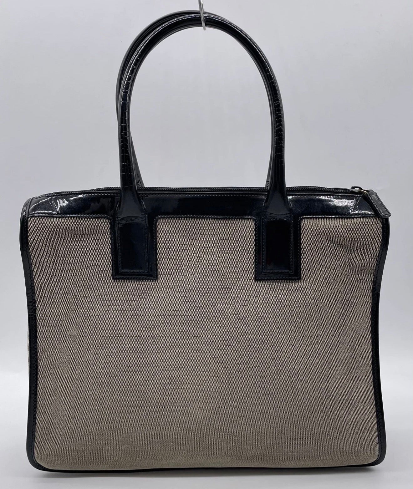 Gucci Canvas & Black Patent Leather Tote Bag