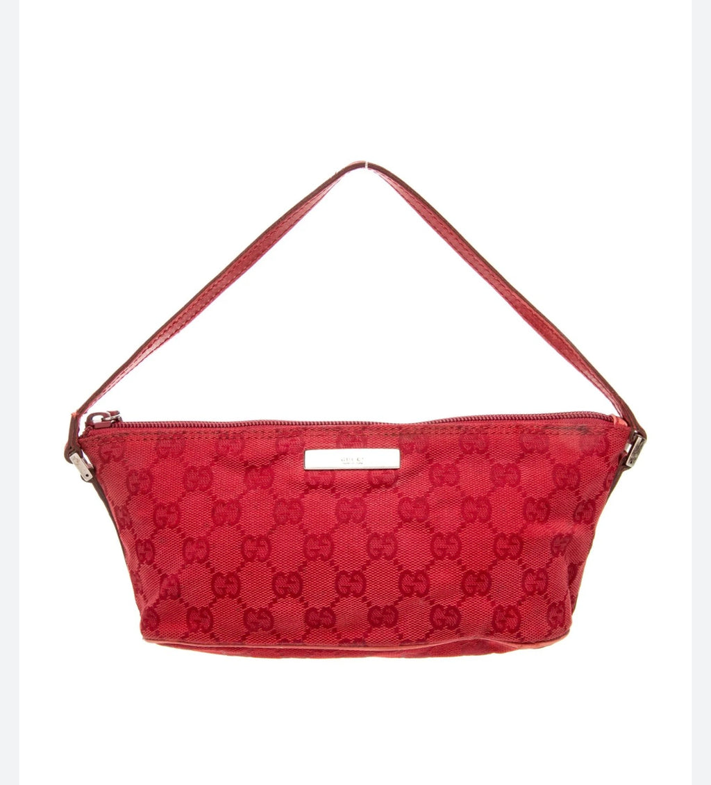 Gucci GG Canvas Mini Pouchette Bag (Red)