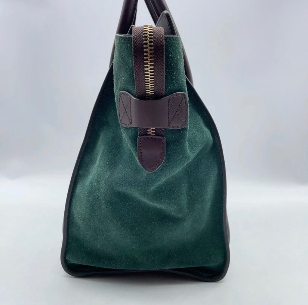 Celine Luggage Tote – Green Suede & Leather