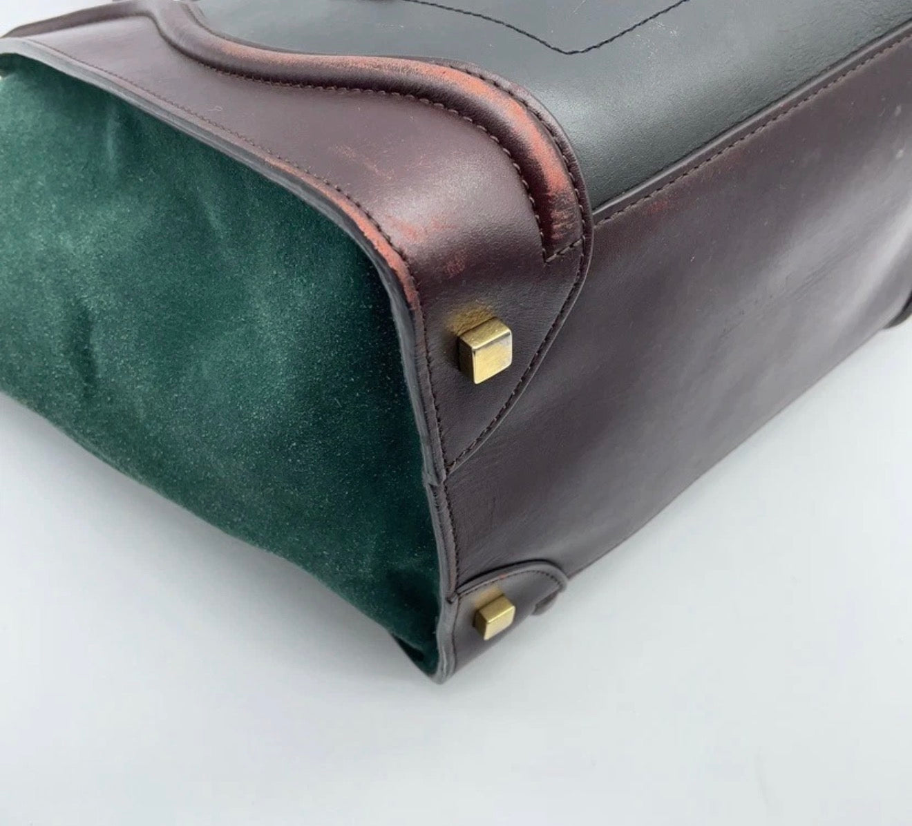 Celine Luggage Tote – Green Suede & Leather
