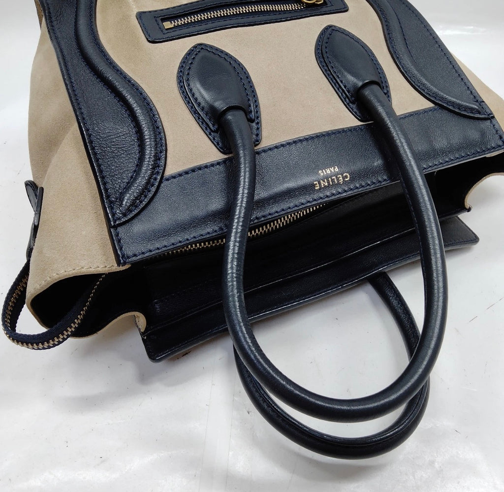 CELINE Micro Luggage Tote — Suede & Smooth Leather