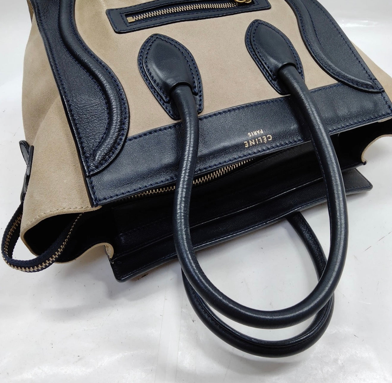 CELINE Micro Luggage Tote — Suede & Smooth Leather