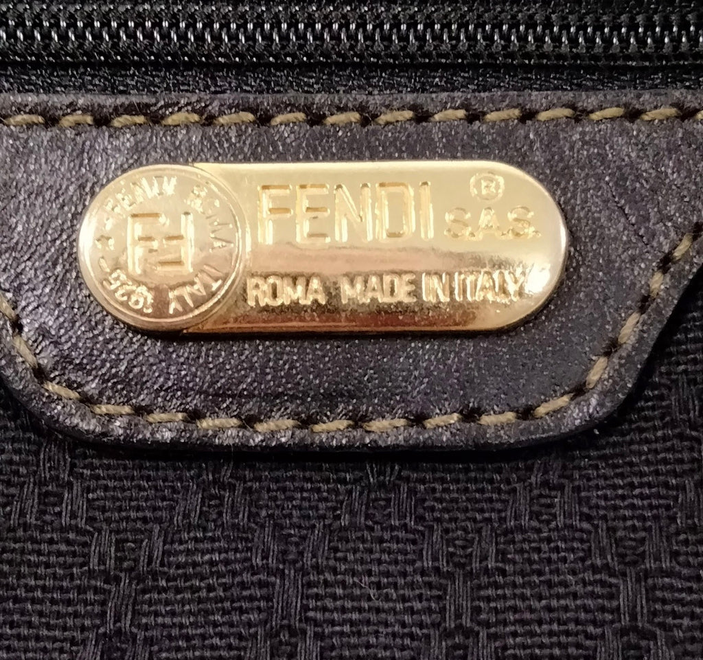 Fendi Vintage Zucca Boston Bag - Dark Brown Leather Trim