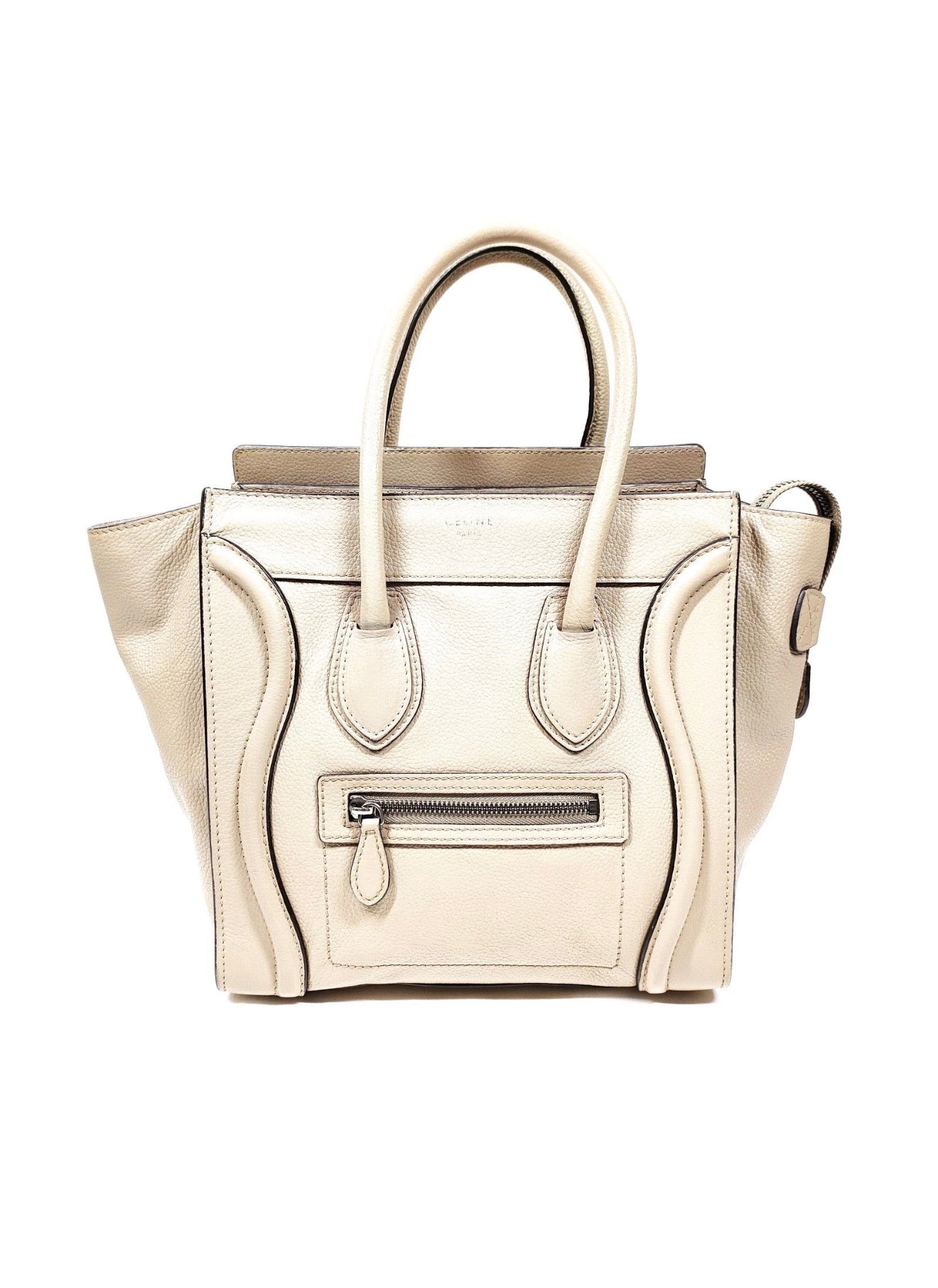 CELINE Nano Luggage Tote – Beige Pebbled Leather