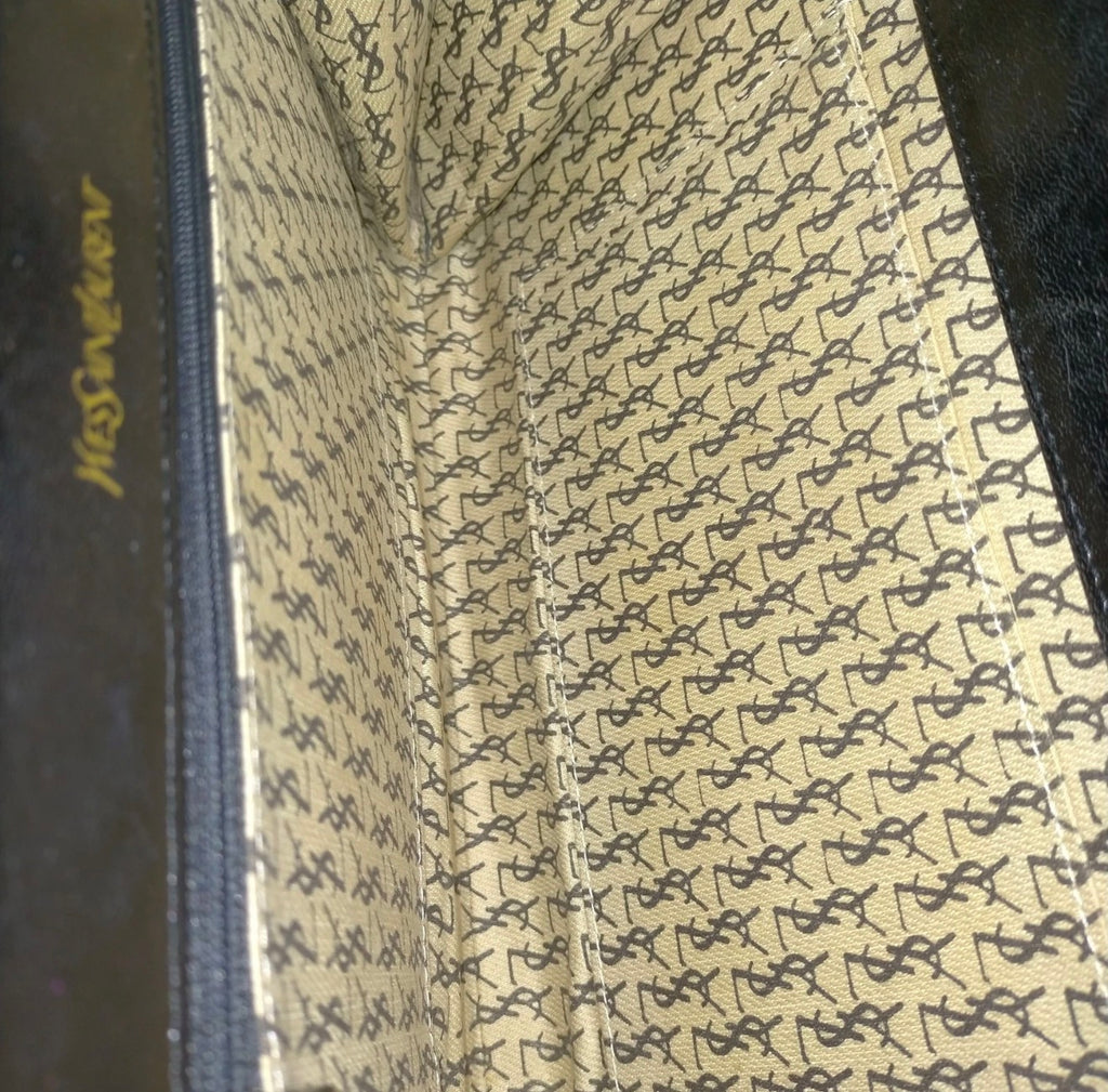 Vintage YSL Chevron Leather Frame Clutch