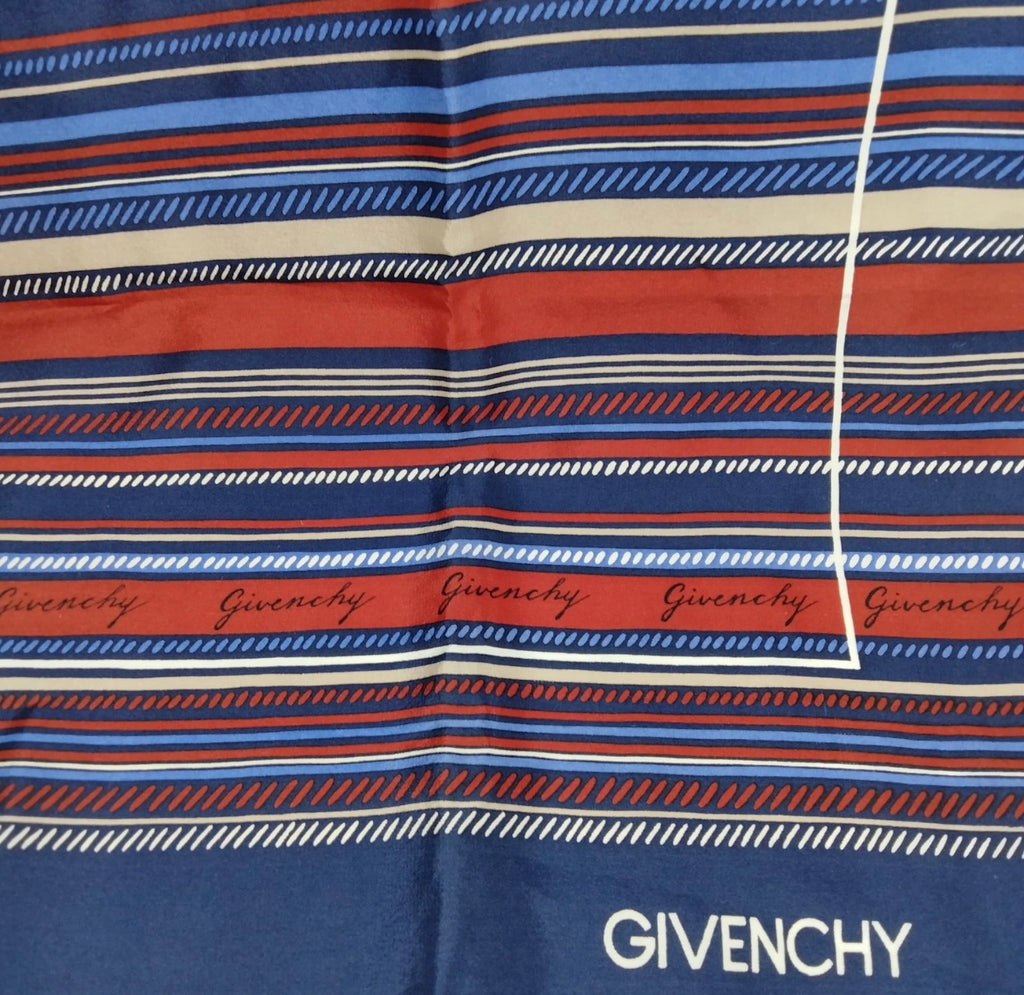 Givenchy Silk Scarf | Navy Stripe Print