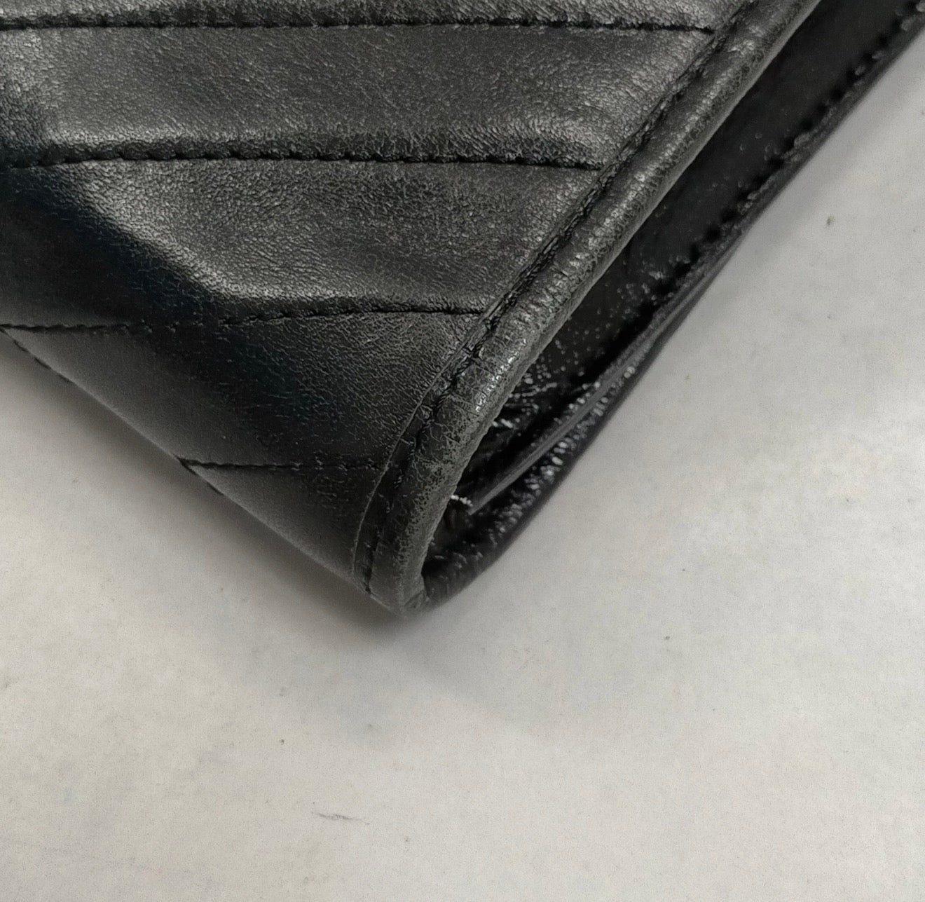 Vintage YSL Chevron Leather Frame Clutch