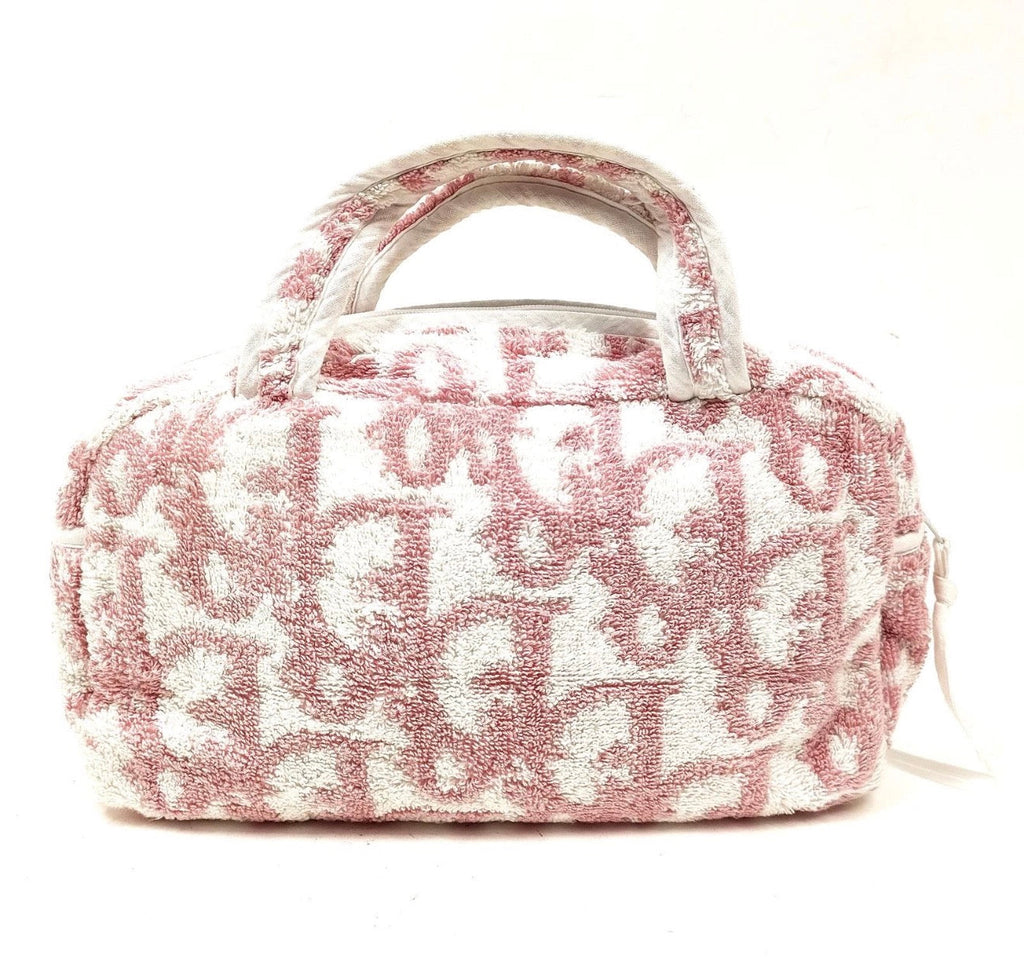 Christian Dior Pink Trotter Terry Cloth Boston Bag