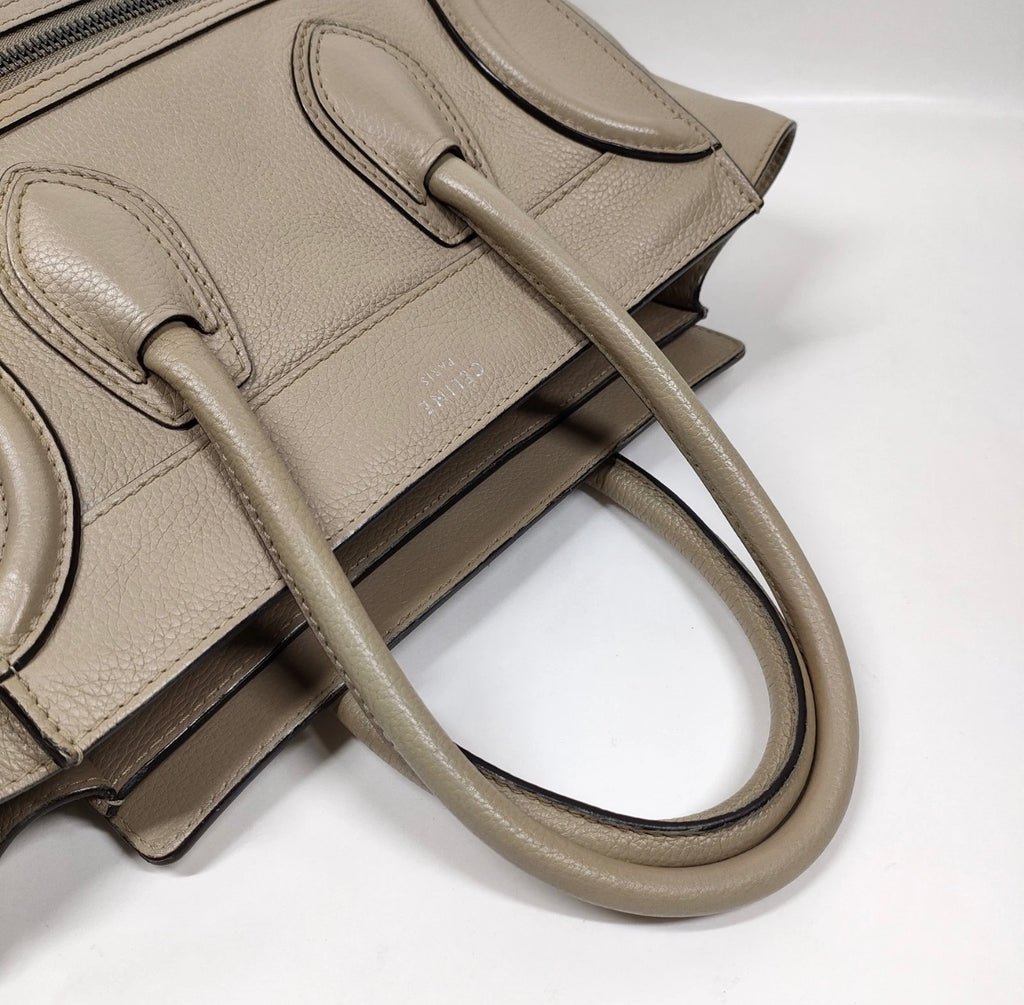 CELINE Nano Luggage Tote – Beige Pebbled Leather