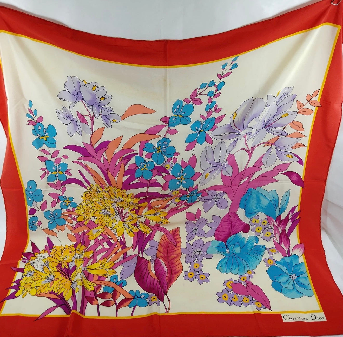 Christian Dior Vintage Silk Scarf | Vibrant Floral Print