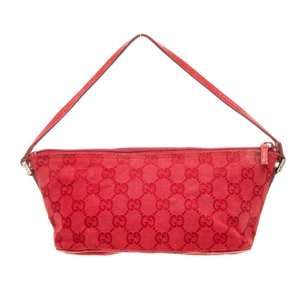 Gucci GG Canvas Mini Pouchette Bag (Red)