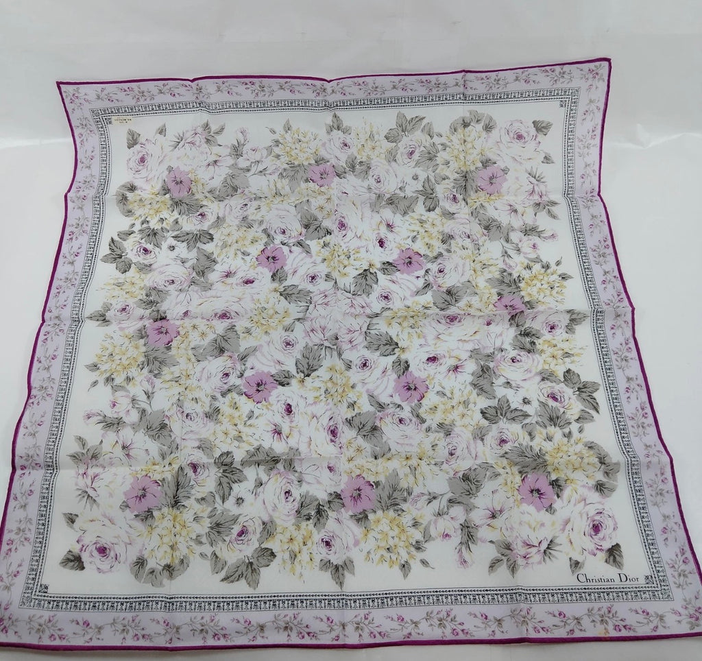 Christian Dior Vintage Silk Pocket Scarf | Romantic Floral Print