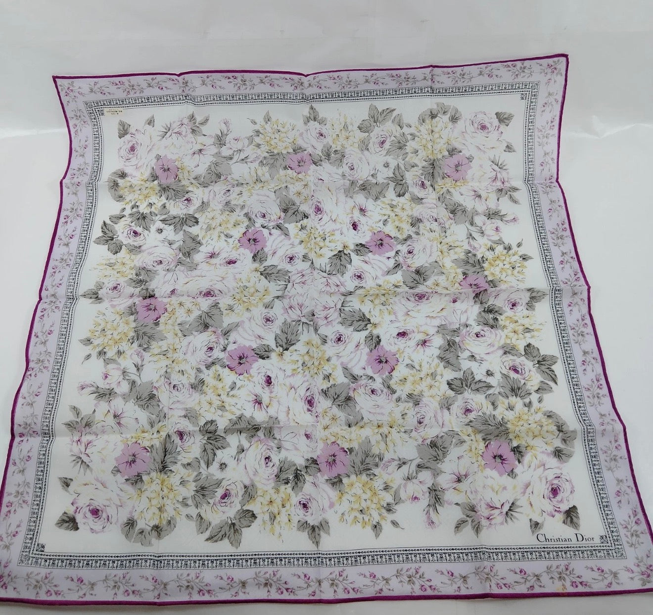 Christian Dior Vintage Silk Pocket Scarf | Romantic Floral Print