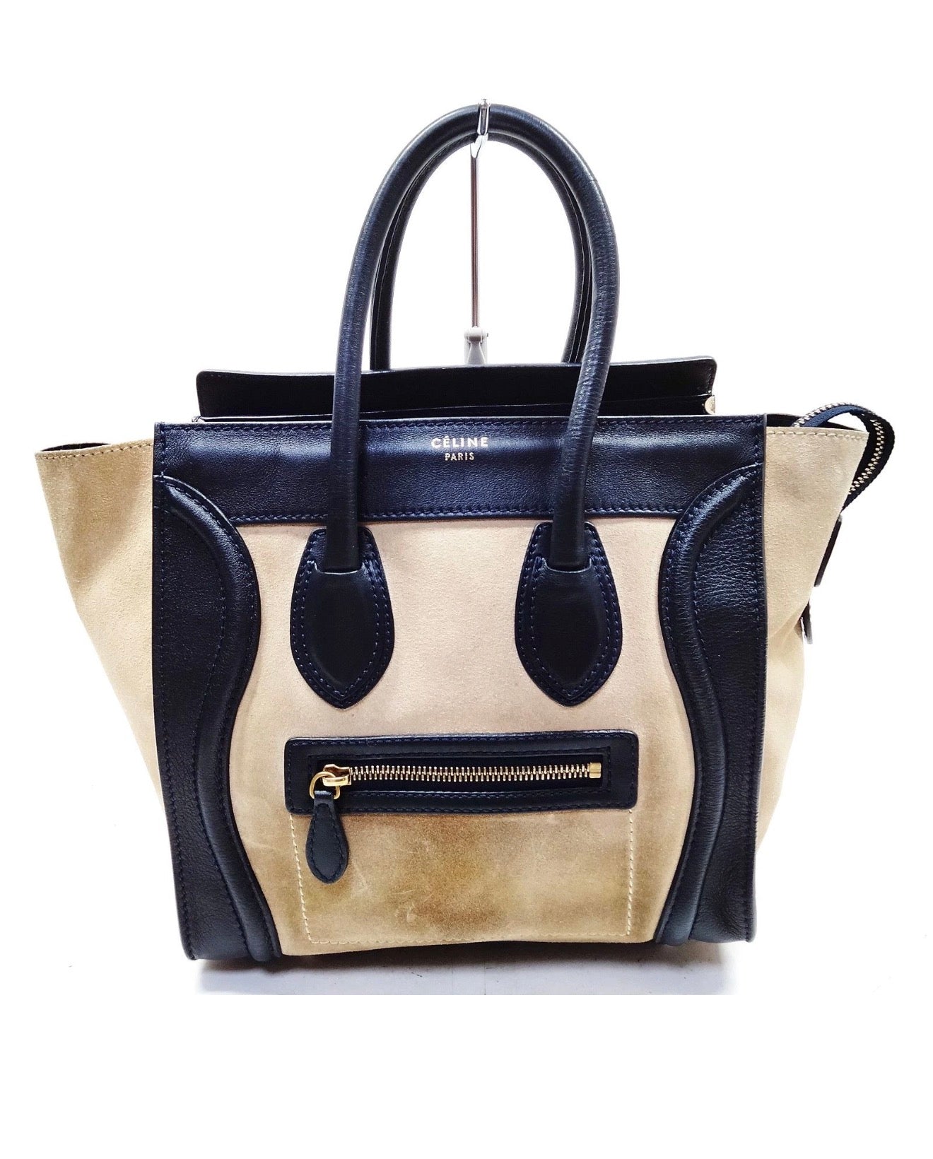 CELINE Micro Luggage Tote — Suede & Smooth Leather