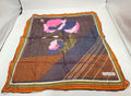 Christian Dior Floral Graphic Scarf – Brown with Orange Border