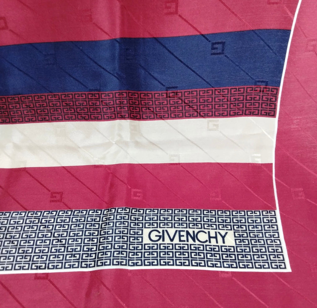 Givenchy Silk Scarf | Red, Navy & Ivory Stripe Print