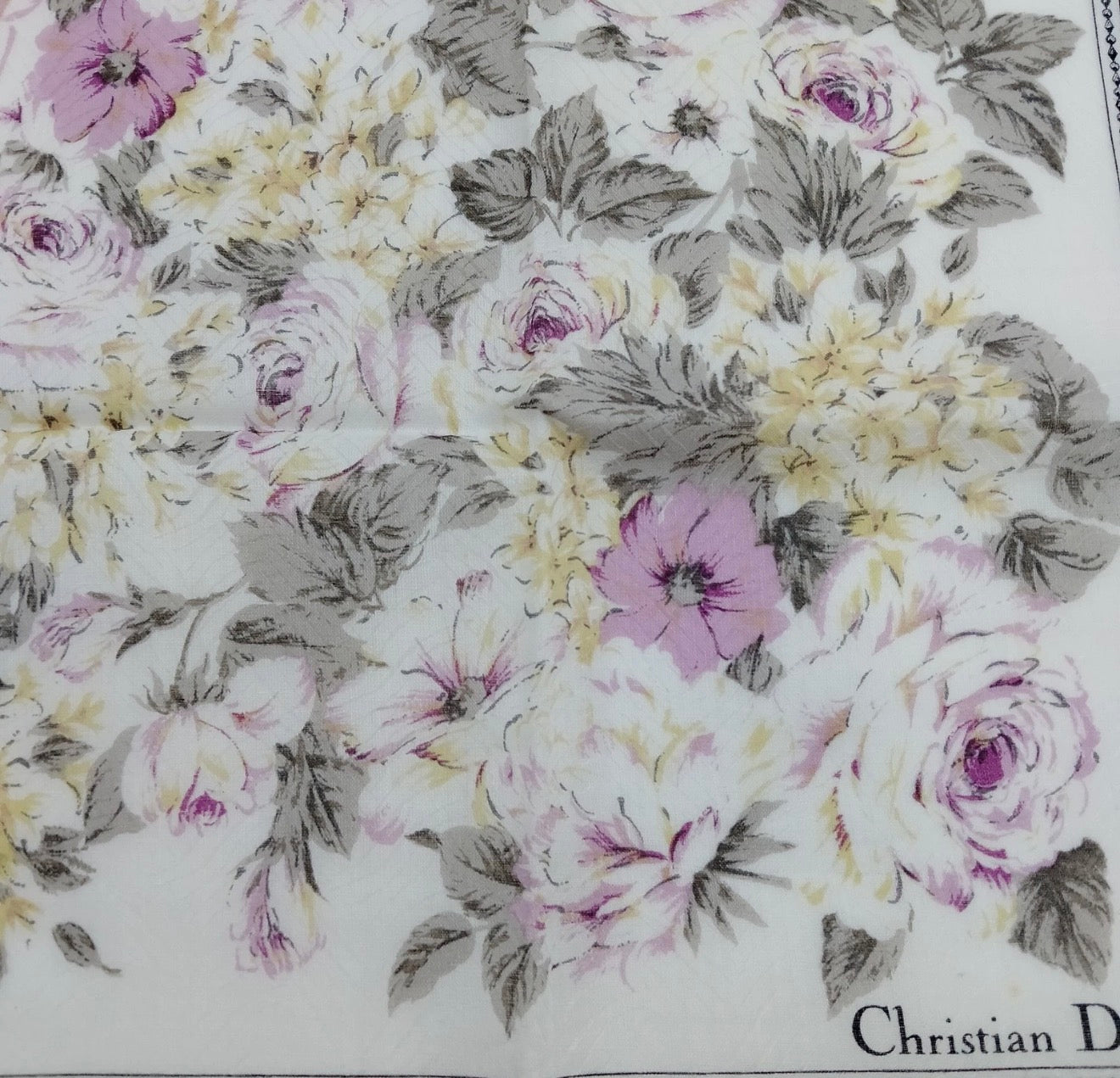 Christian Dior Vintage Silk Pocket Scarf | Romantic Floral Print