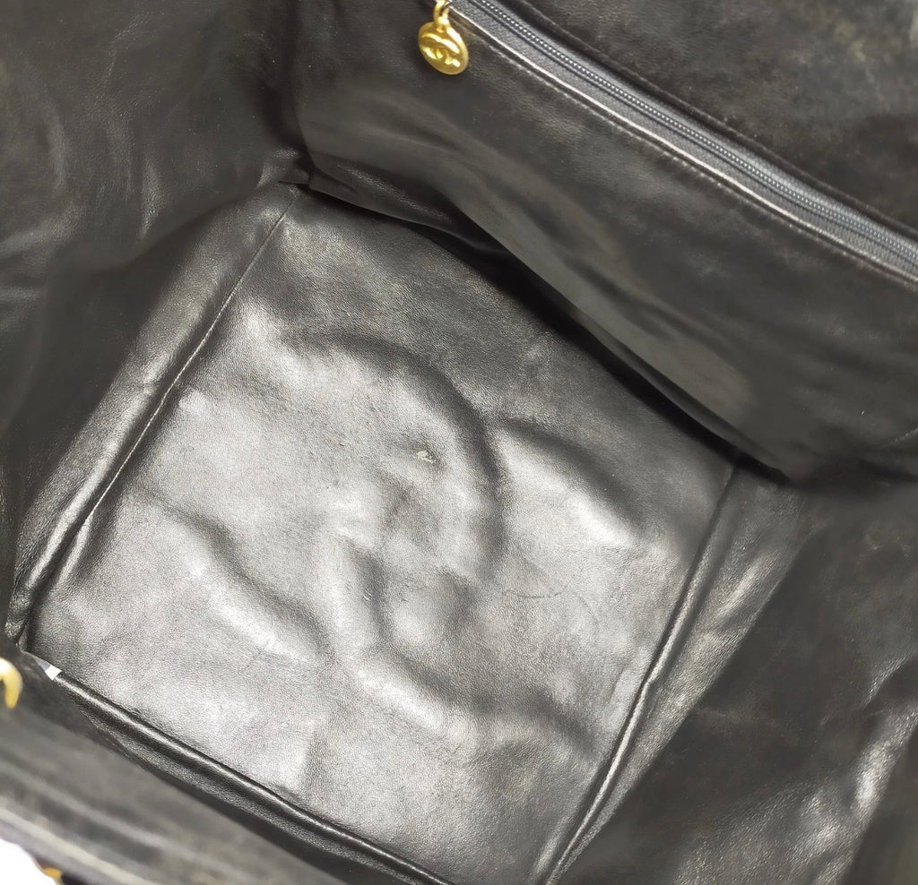 Chanel XL Raffia Canvas Chain Tote