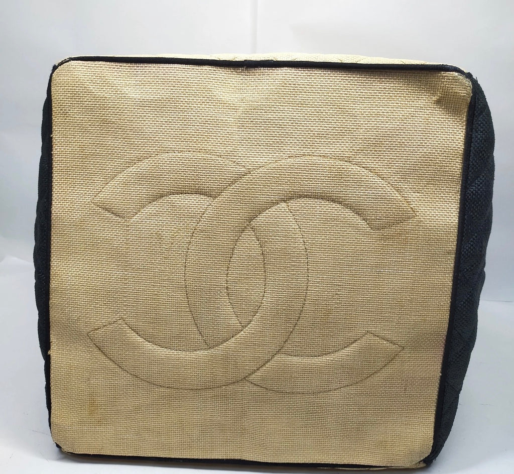 Chanel XL Raffia Canvas Chain Tote