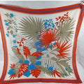 Christian Dior Tropical Botanical Silk Scarf | Coral, Blue & Ivory