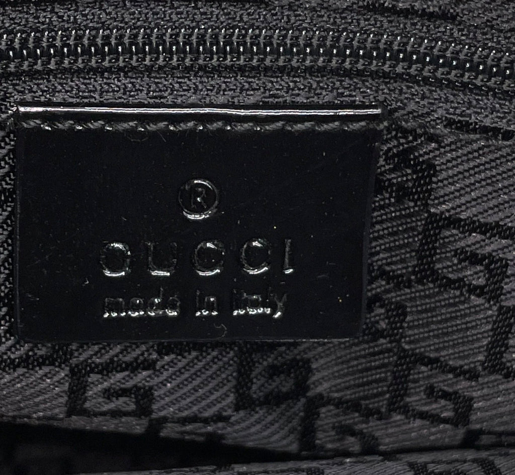 Gucci Canvas & Black Patent Leather Tote Bag