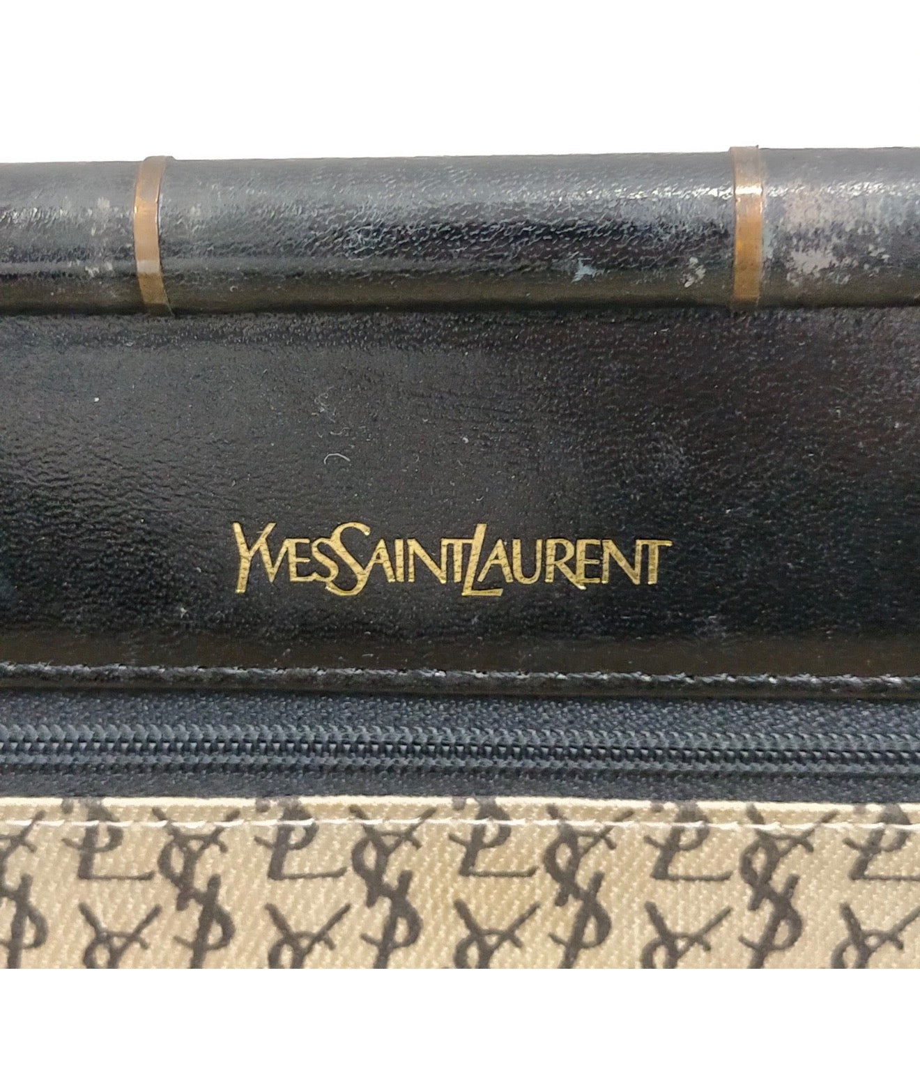 Vintage YSL Chevron Leather Frame Clutch