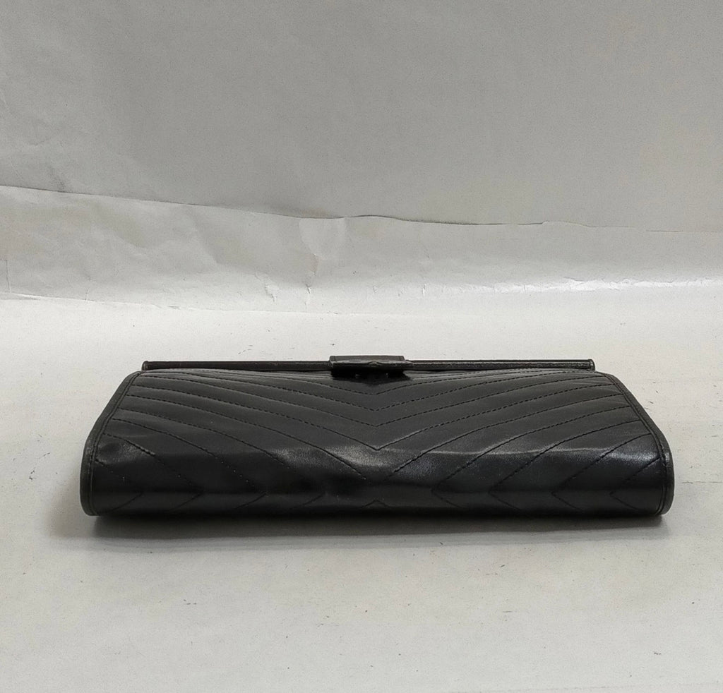Vintage YSL Chevron Leather Frame Clutch