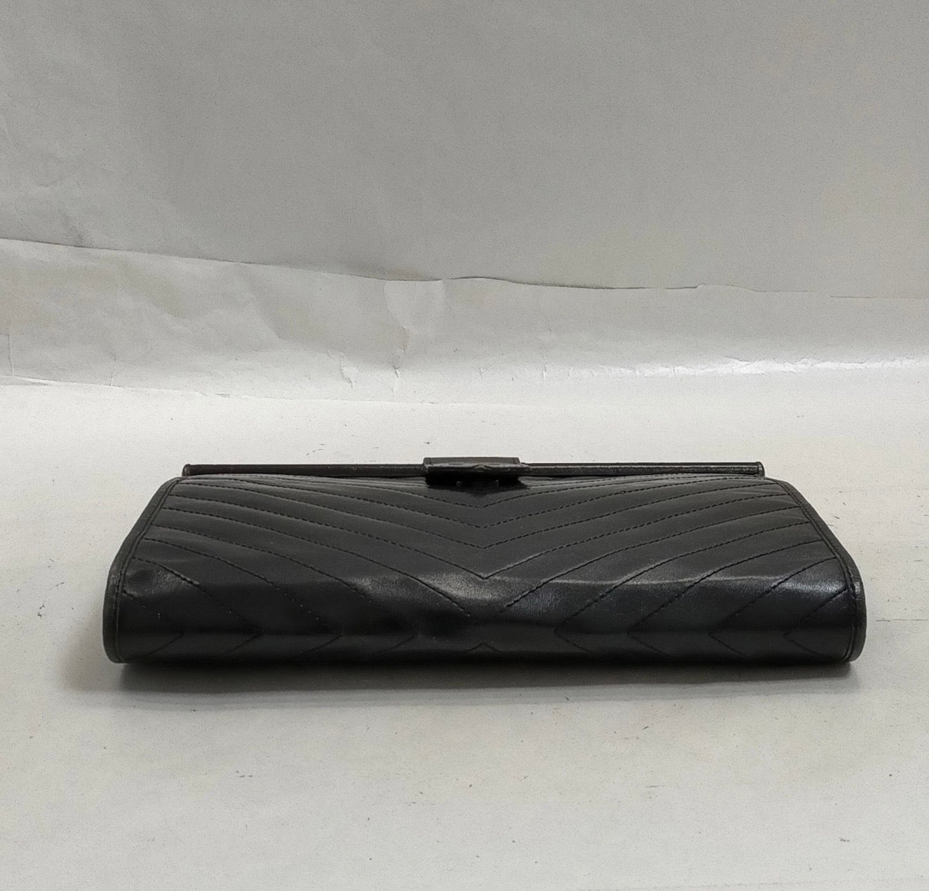 Vintage YSL Chevron Leather Frame Clutch