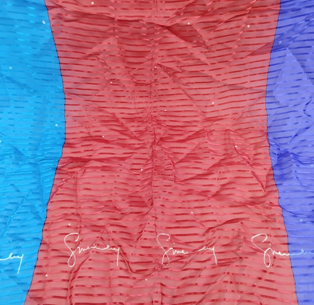 Givenchy Signature Silk Chiffon Scarf | Blue, Red & Purple