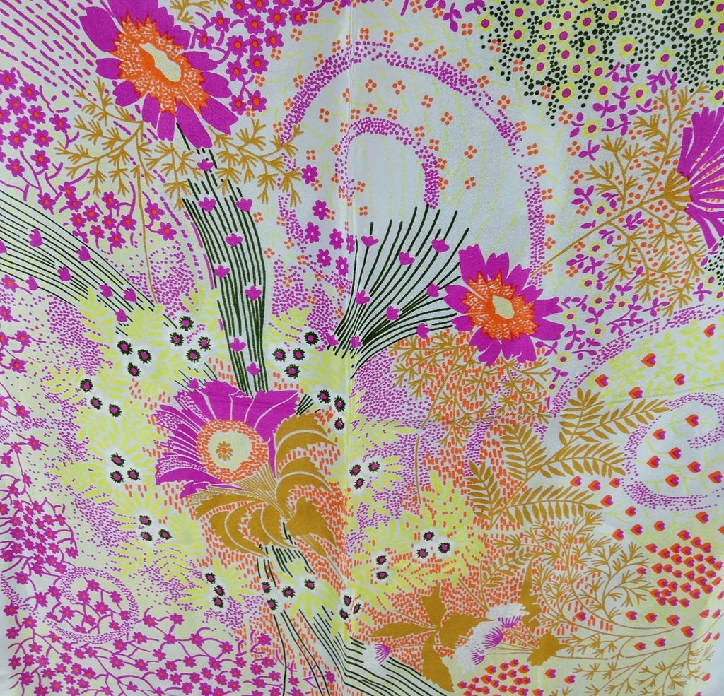 Christian Dior Floral Silk Scarf – Pink, Orange & Yellow