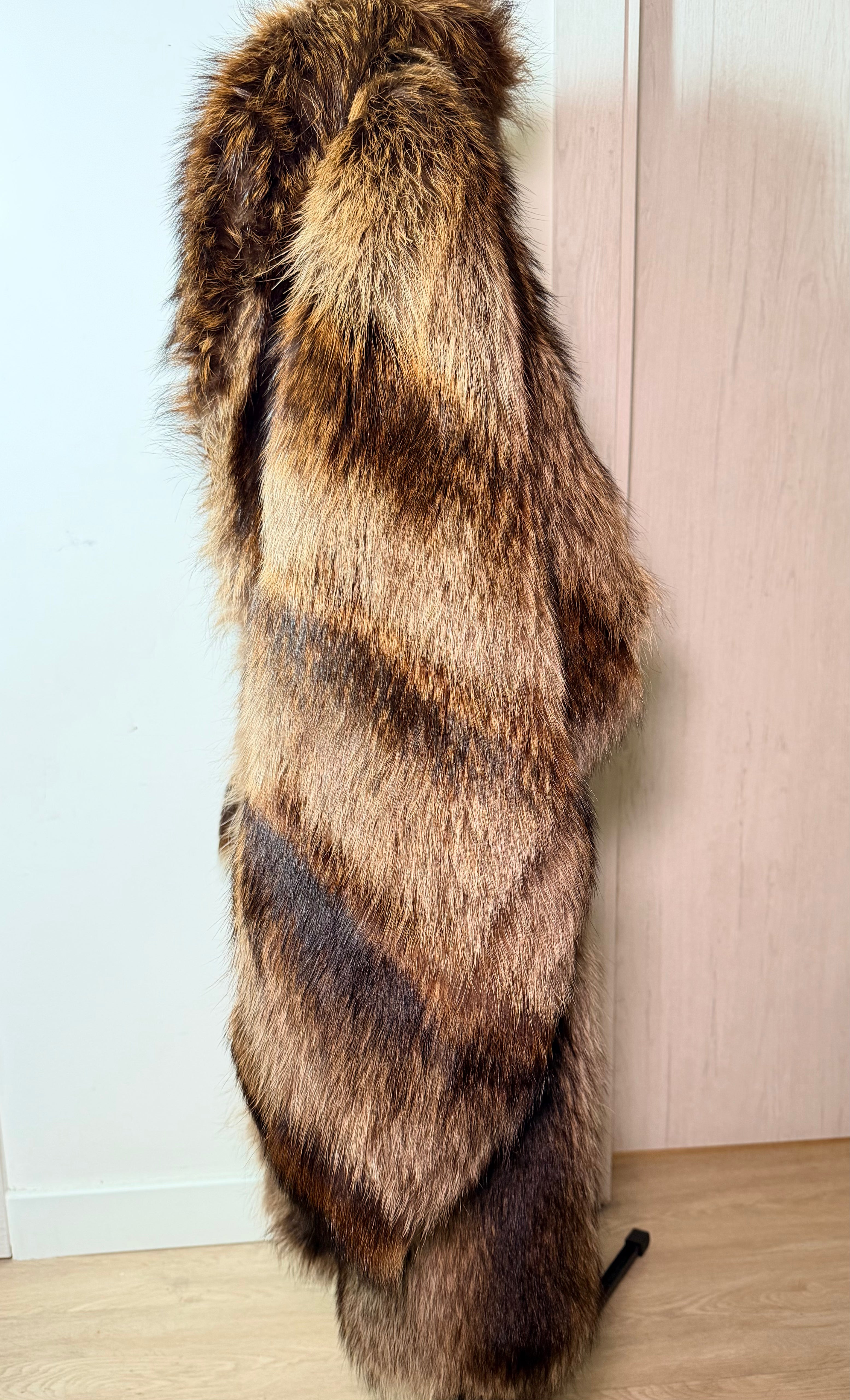 Vintage Finn Raccoon Fur Coat – Natural Brown Multi (Large)