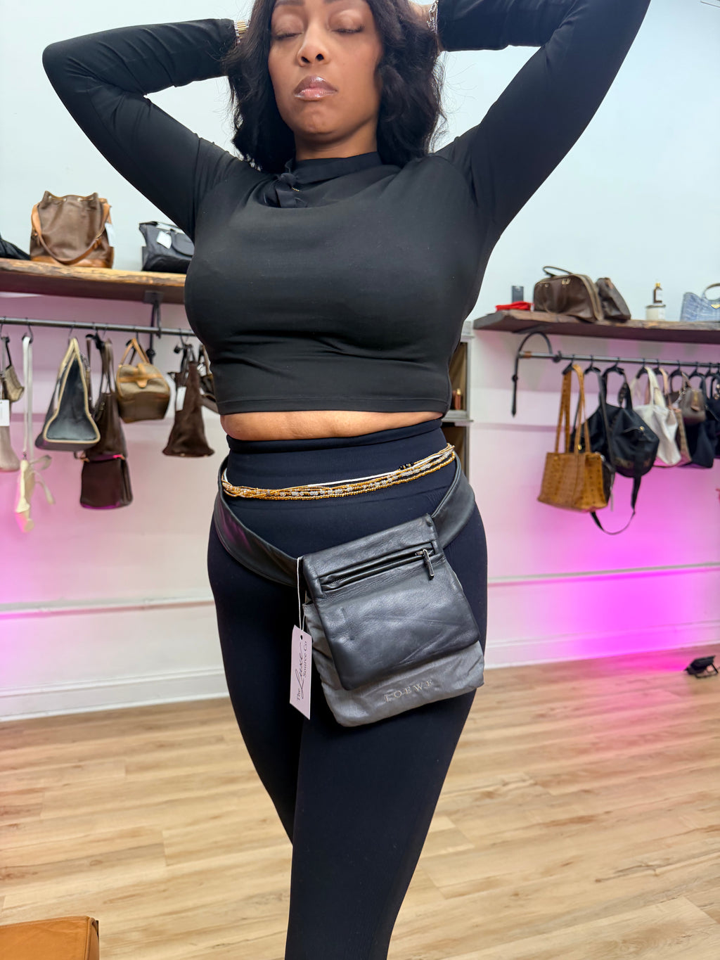 Loewe Leather Belt Bag – Black / Grey