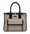 Gucci Canvas & Black Patent Leather Tote Bag