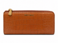 Miu Miu Pink Croc Embossed Zip Around Wallet